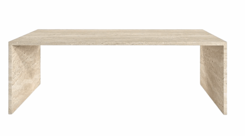 HAND CRAFTED ORGANIC TRAVERTINE U SHAPE COFFEE TABLE - Image 2